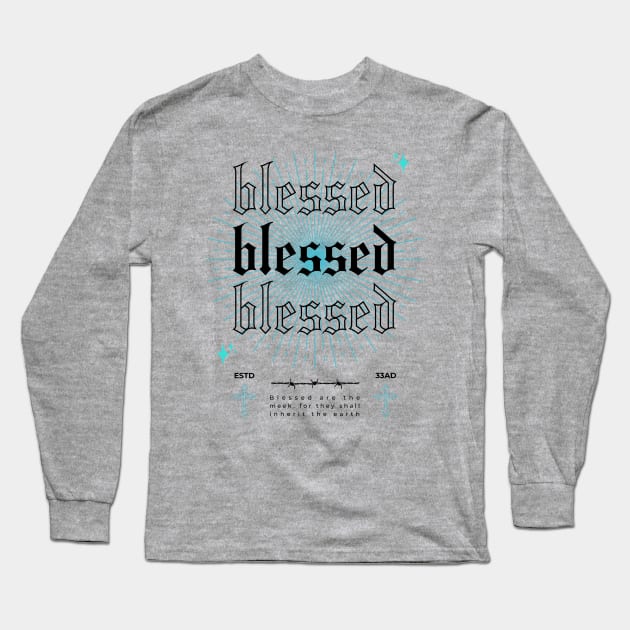 Blessed are the Meek - Light Blue Long Sleeve T-Shirt by Inspired Saints